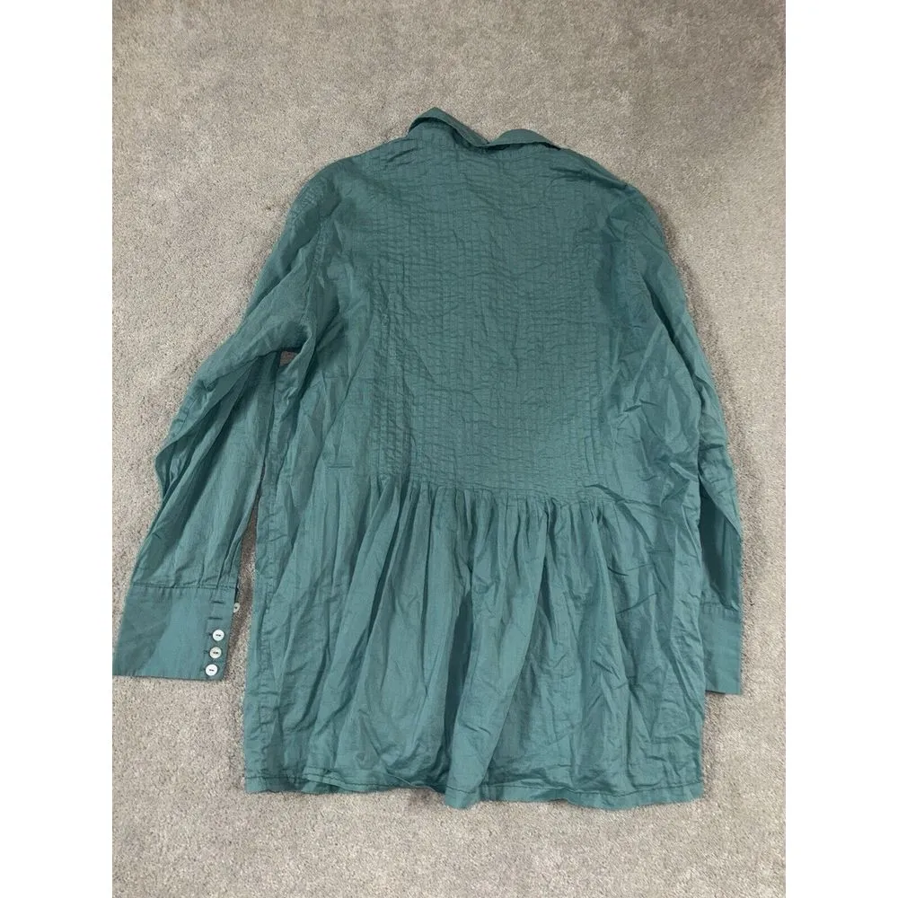 soft surroundings blue button down‎ flowy shirt XL Cotton - Image 6