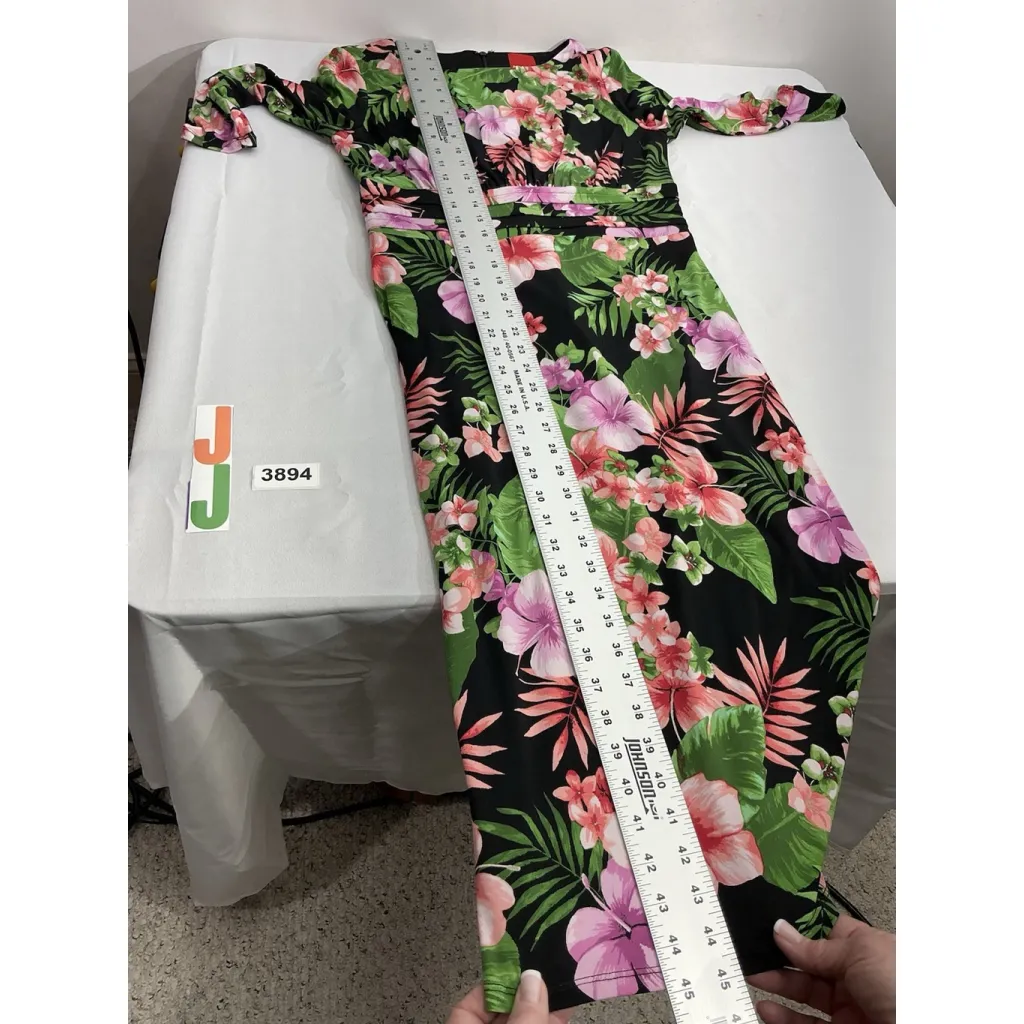 Womans Melrose 8 Floral Sheath Dress Multicolor Back Zip 3/4 Sleeve Lined Midi - Image 6
