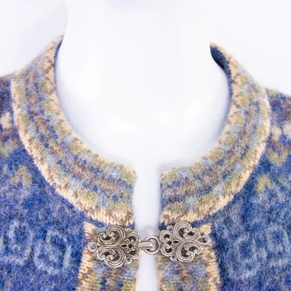 Cambridge Dry Goods vintage 100%‎ wool fair isle cardigan sweater, M Blue Size M - Image 3