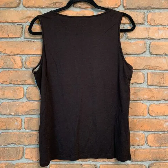 Chico's Women's Y2K Western Sequin Scoop Neck‎ Tank Top Shirt Brown Size Medium - Image 2