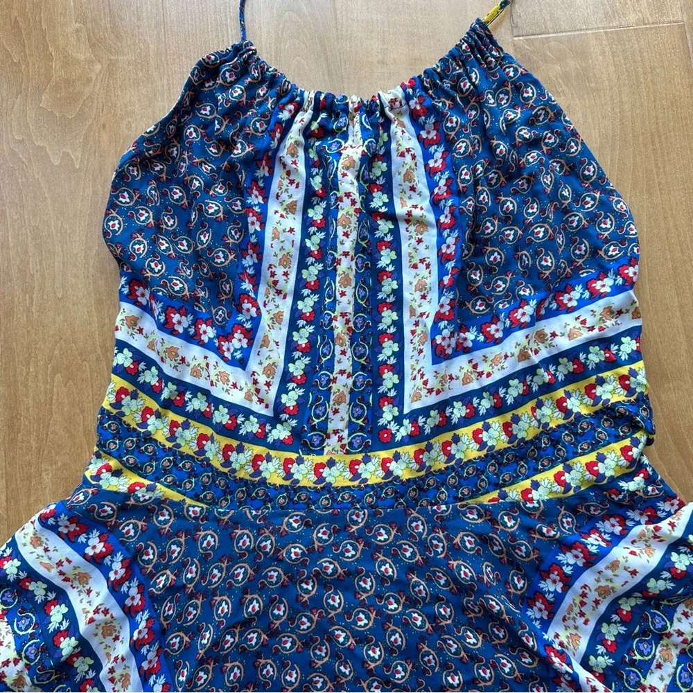 roberio sampaio Halter Mixed Paisley Print Kitschy Floral Dress, Size Medium Blue - Image 3