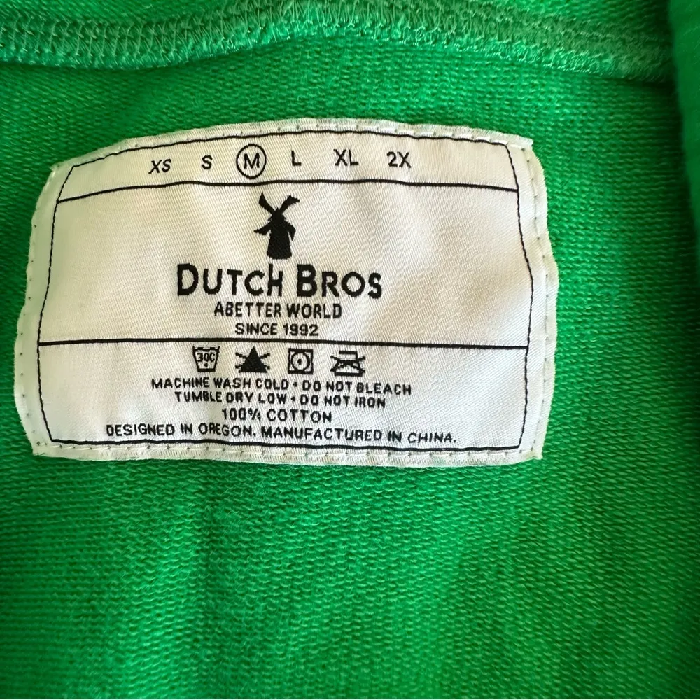 Dutch Bros Green Cotton Hoodie Size M - Image 3