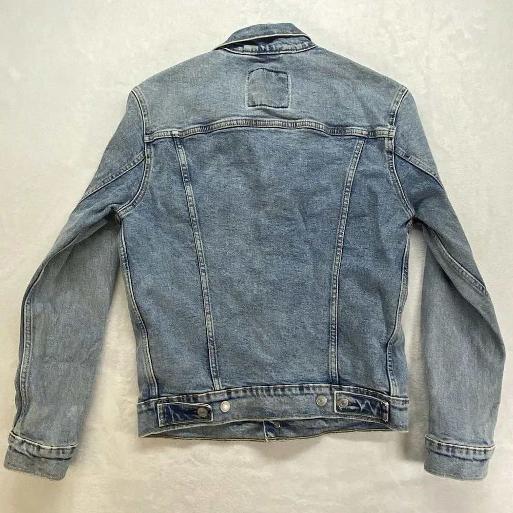 Levis Mens Classic Denim Stonewash‎ Trucker Jean Button Down Jacket Sz Small - Image 10