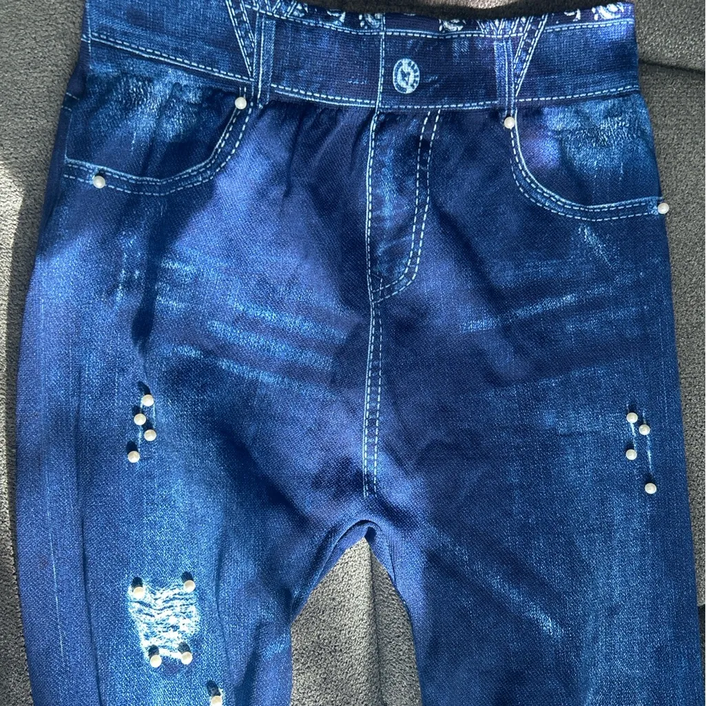 Emme Jordan Denim Jeggings with Faux Pockets – Stretch Fit (S/M) Blue - Image 3