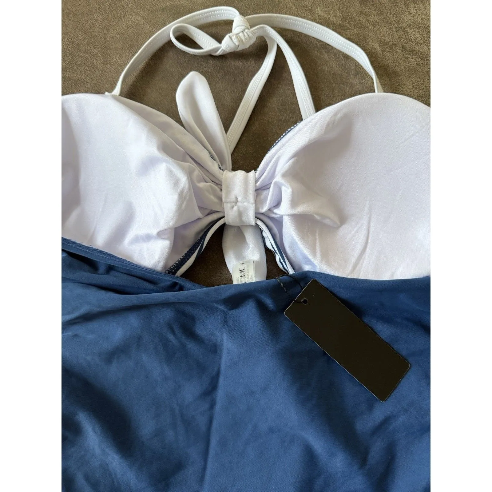 Tempt Me Tie Knot Cutout One Piece Swimsuit Size XL Blue - Image 3