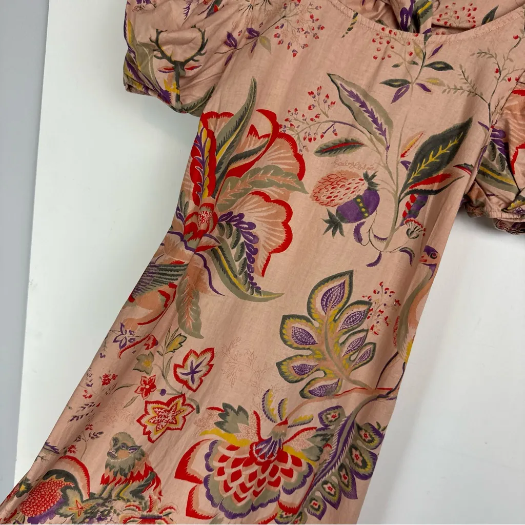 See By Chloe Floral Puff Sleeve Mini Dress Sz 4 Open Twist Back - Image 8