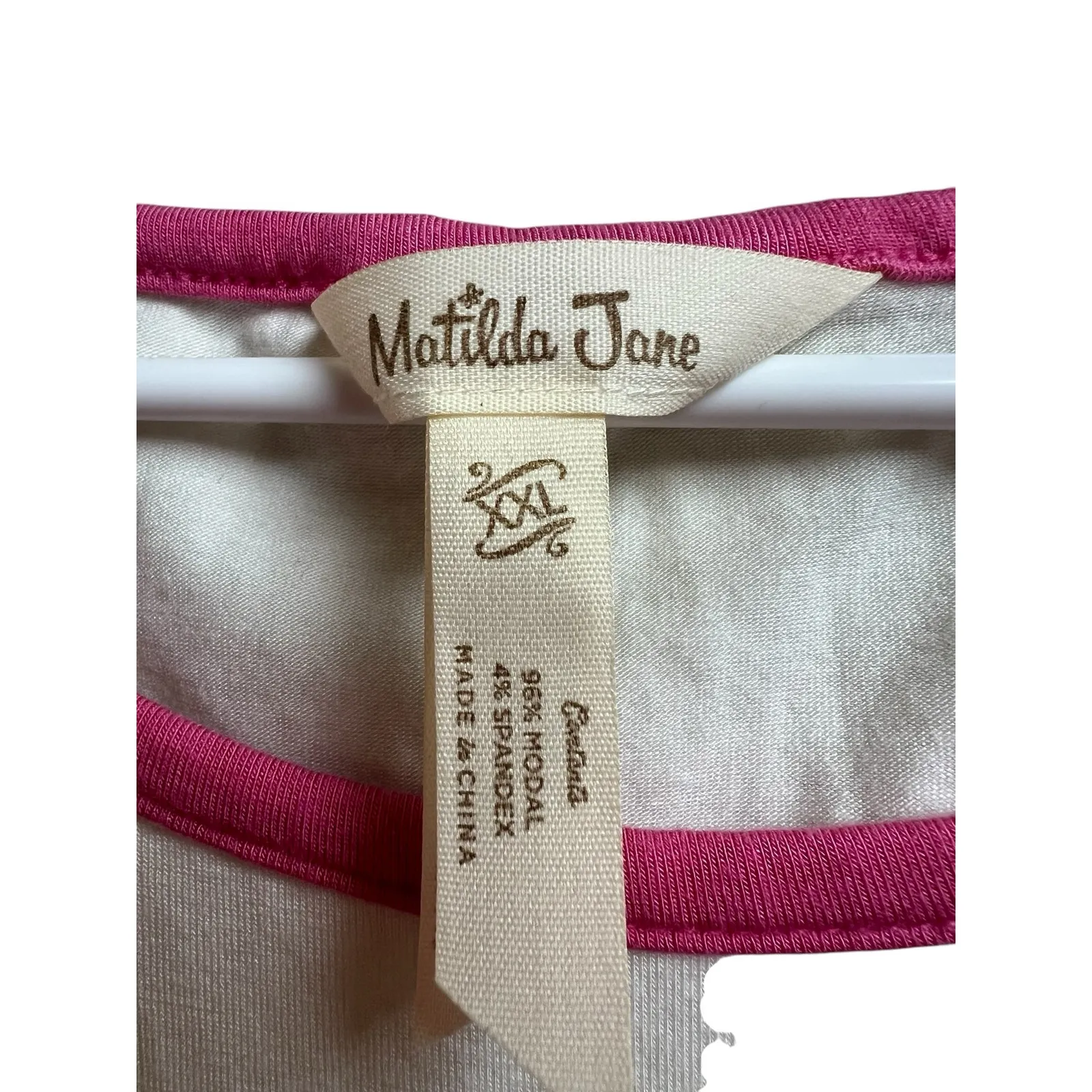 Matilda Jane Wonderment Any Time Top Raglan Shirt Cream Pink Stripes XXL - Image 2