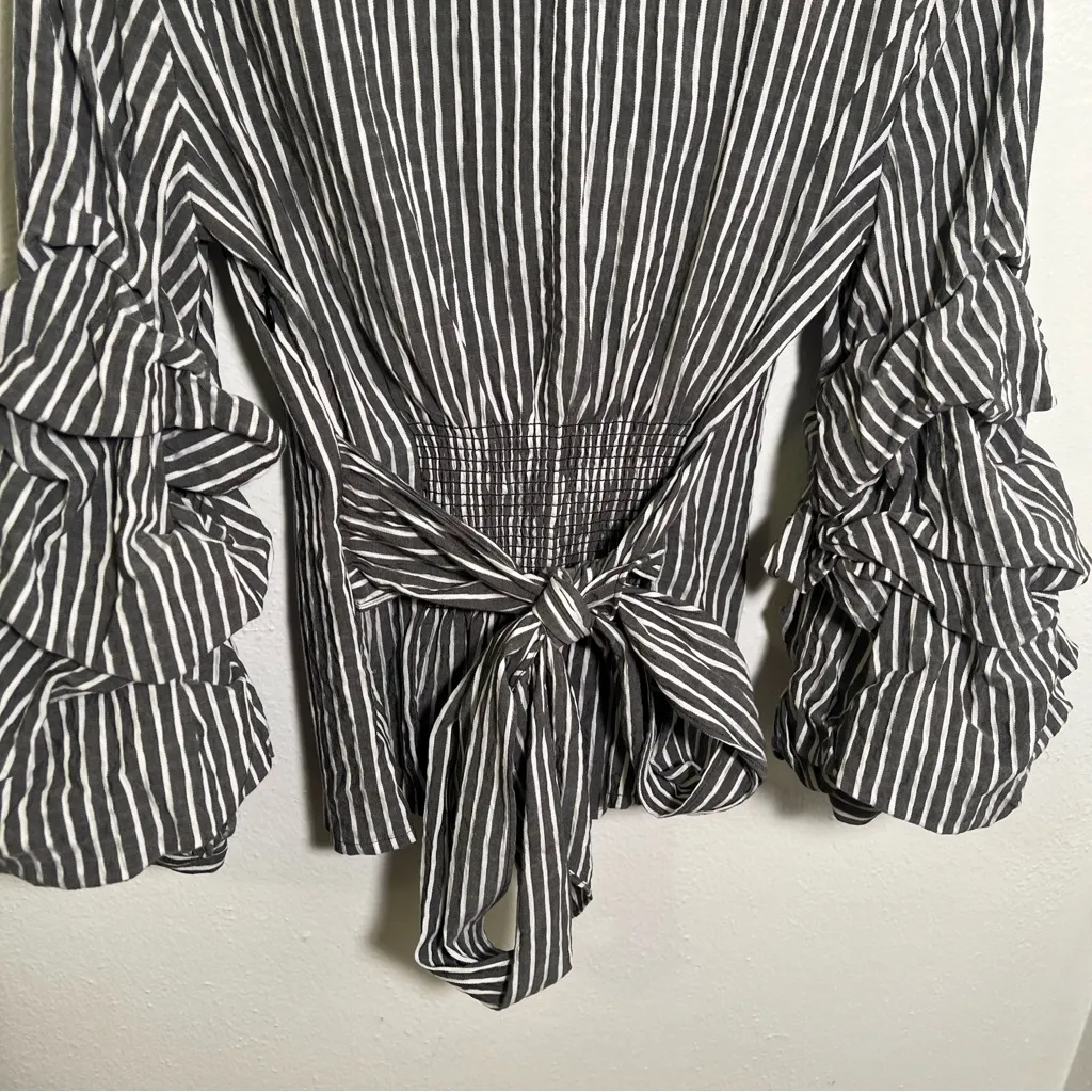 White House Black Market Striped V-Neck Top Gray Stripe 0 - Image 12