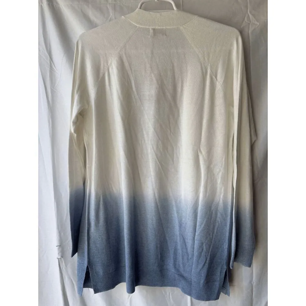 Barefoot Dreams Luxeblend Ombre Raglan Cardigan in Faded Denim Size Small - Image 2