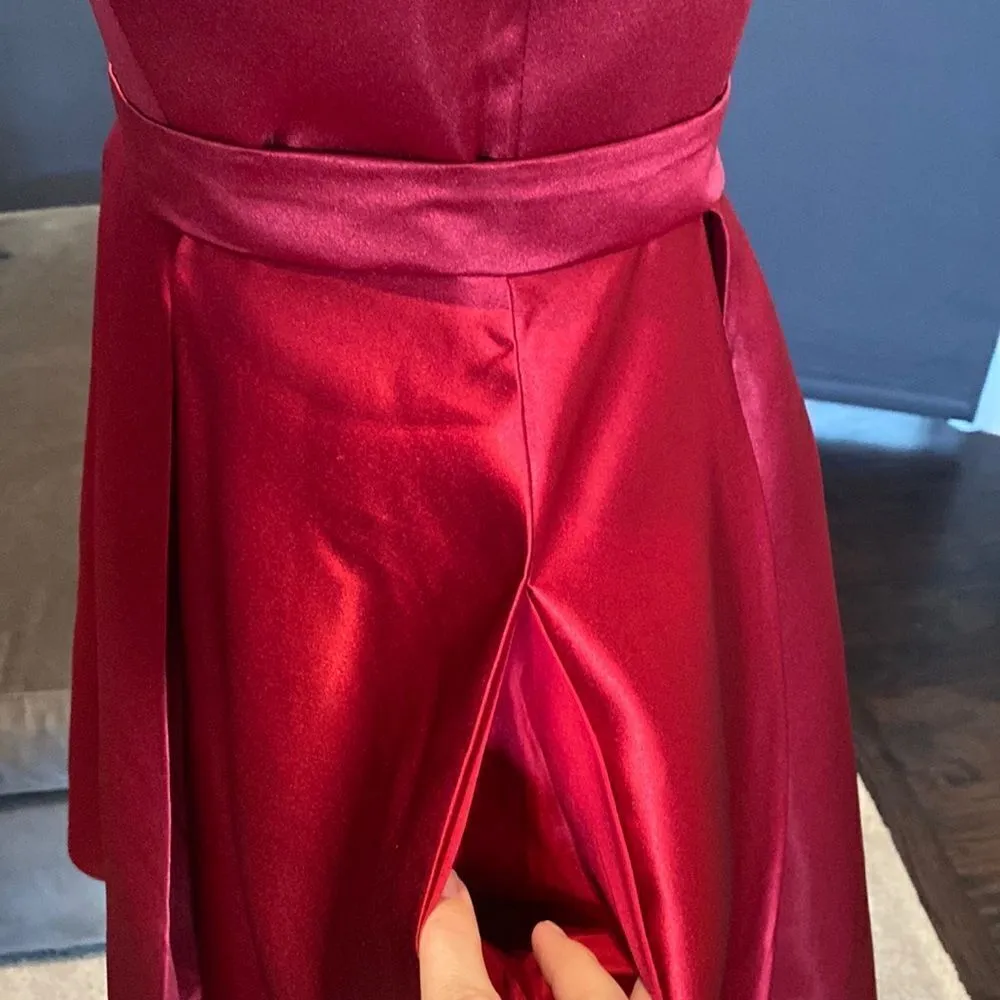 Women’s Short Red Satin Prom Party Homecoming Dress Zip Up Back Size 2 NWT Red - Image 7