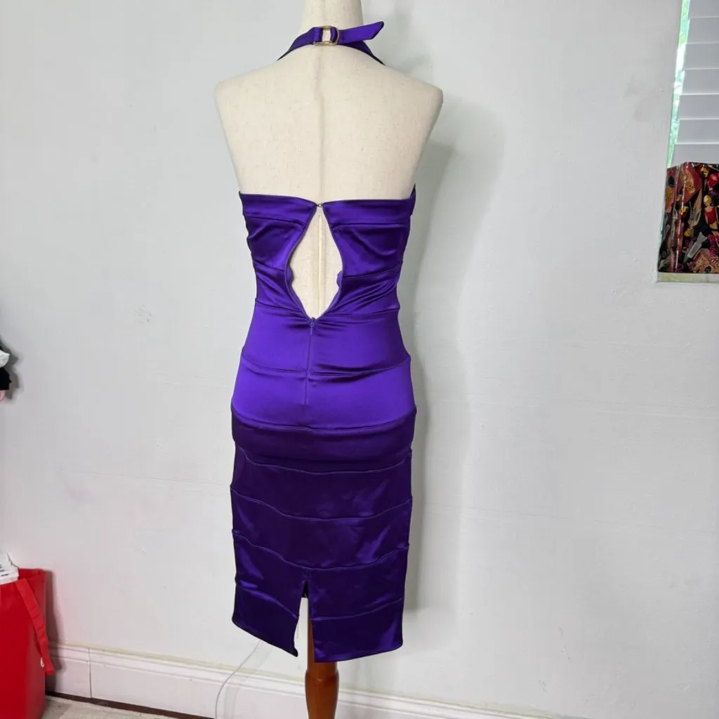 Vintage Y2K Bebe Purple Satin Bodycon Dress - Image 5