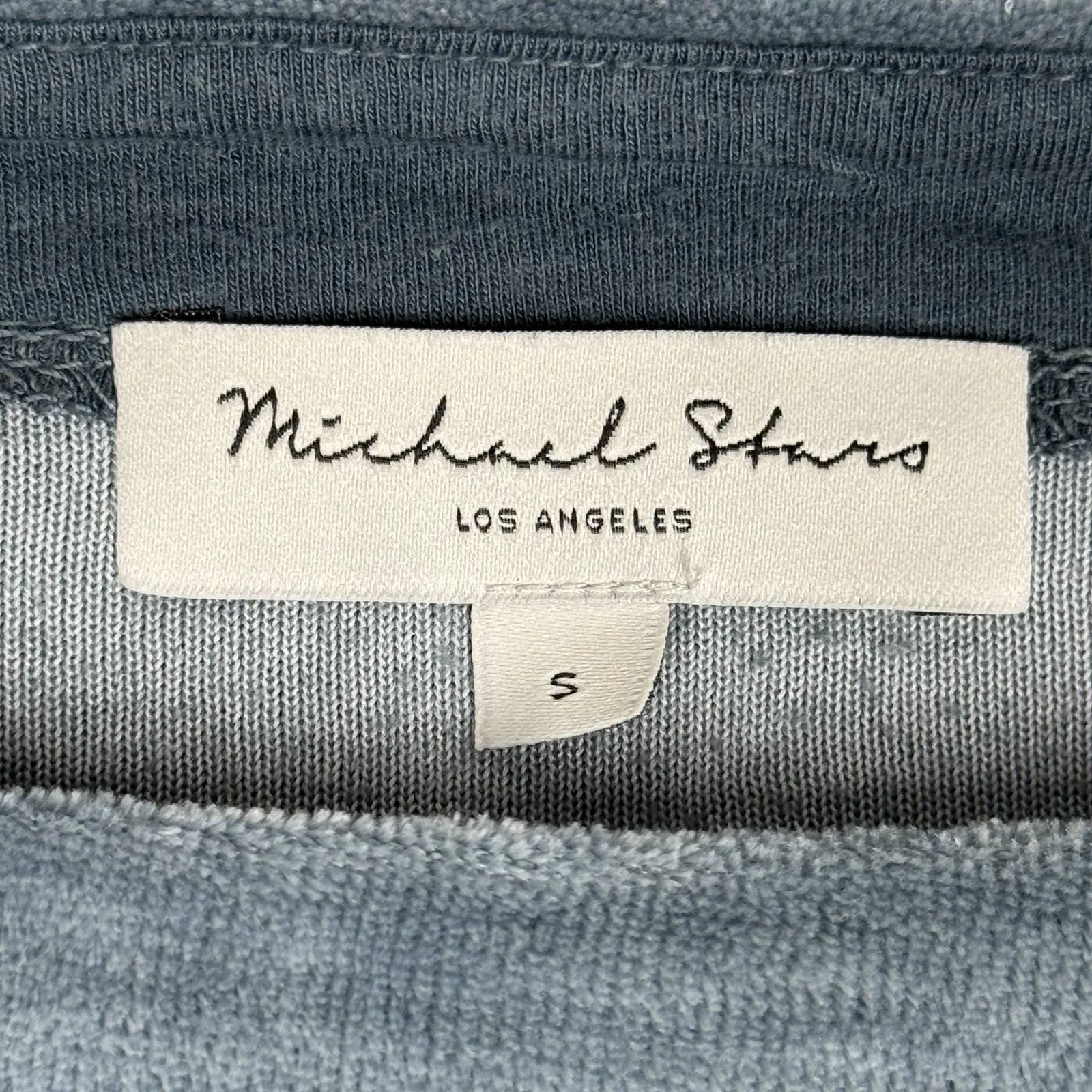 Michael Stars‎ Shirt Womens Small Blue Velour Sweatshirt Crop Casual Streetwear - Image 5