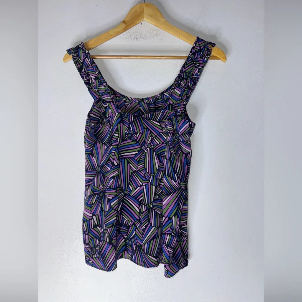 Marc By Marc Jacob’s Pink‎ Blue Ruffle Silk Blouse Small - Image 2