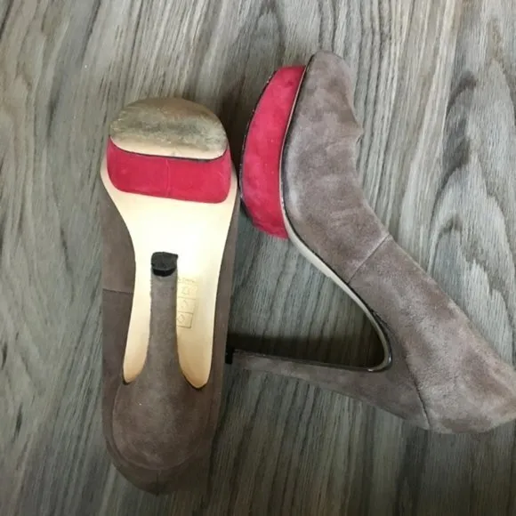 DV Dolce Vita Taupe Tan Block Platform‎ Pump Red Size 6 - Image 2