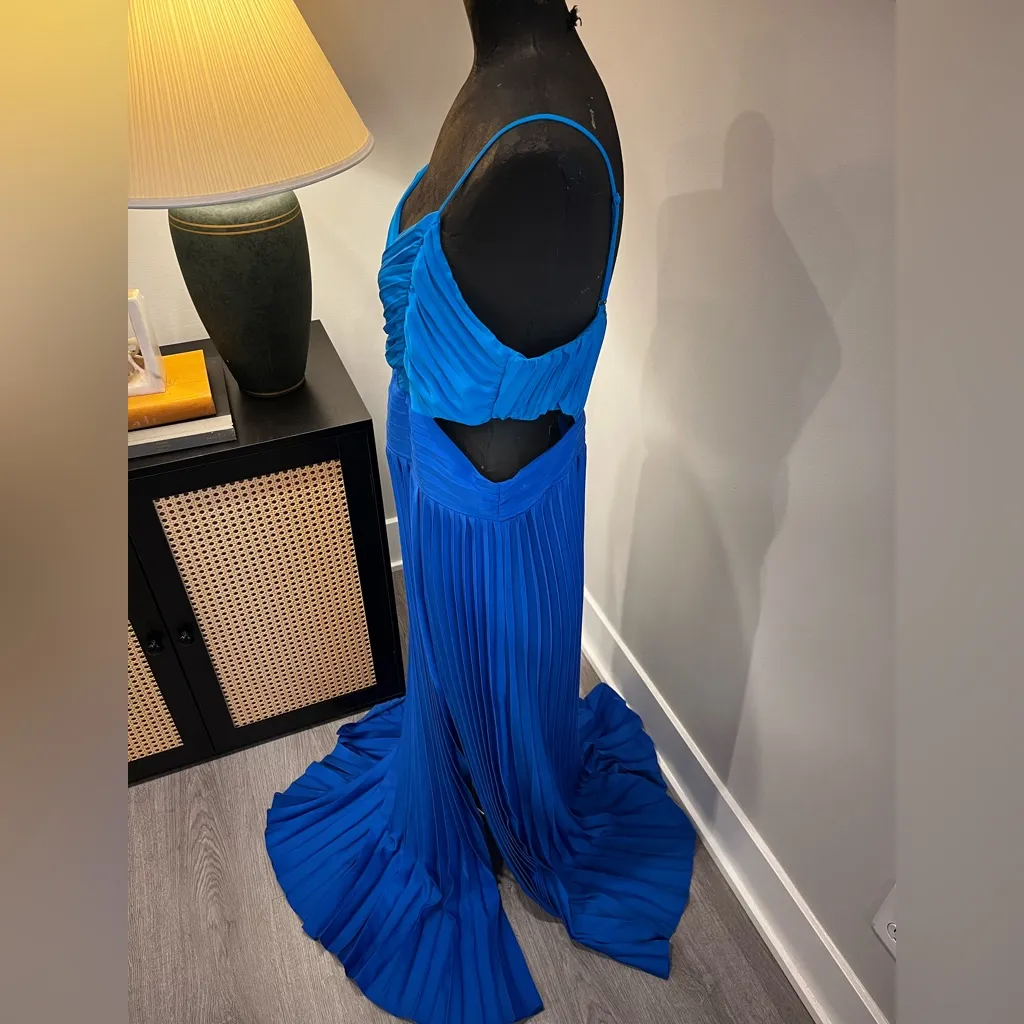 Express Vibrant Cobalt Blue Cutout Pleated Maxi Dress Women’s Size 14 - Image 2