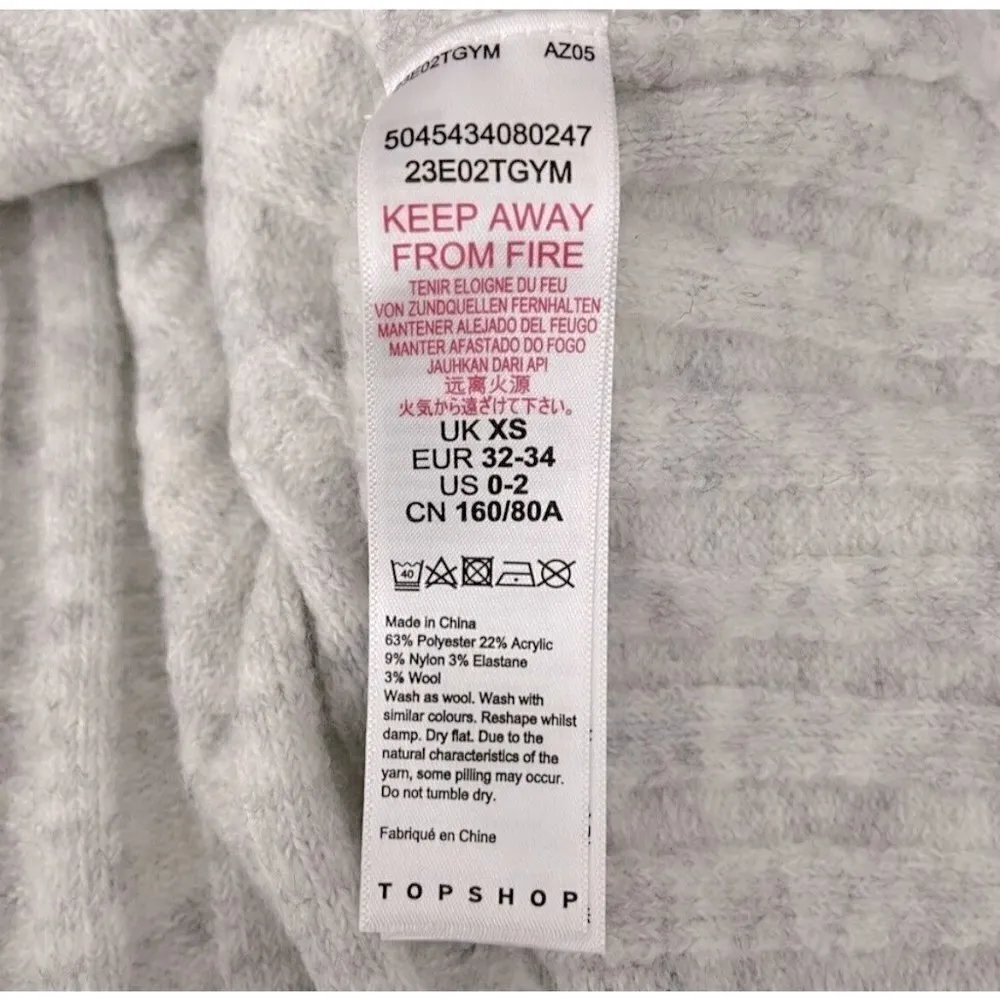 Topshop Wool Turtleneck crop Sweater XSMALL Grey pullover Marled long sleeve NEW - Image 10