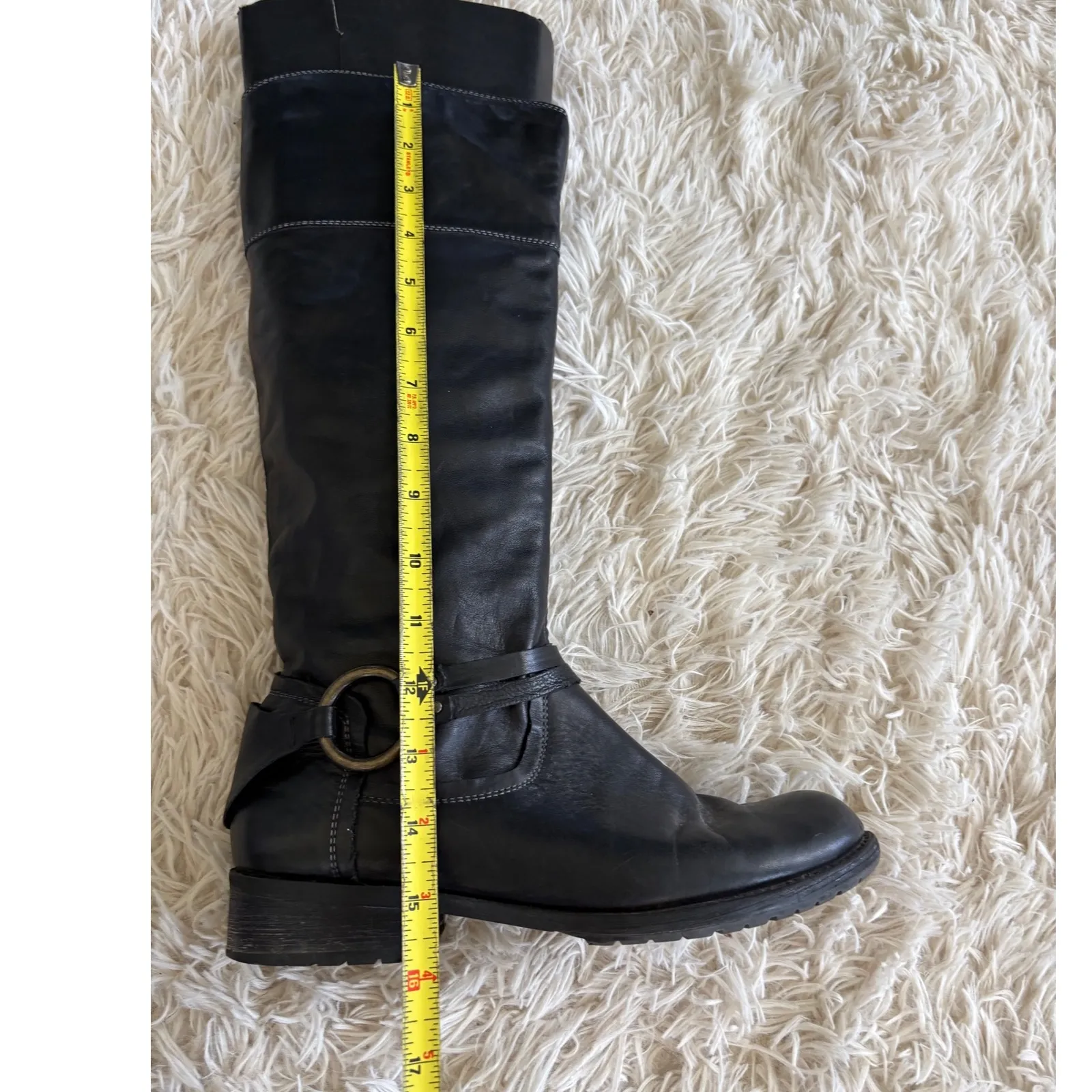 Steve Madden Black Leather Knee High Boots Womens Size 7 Riding Moto StyLe - Image 3