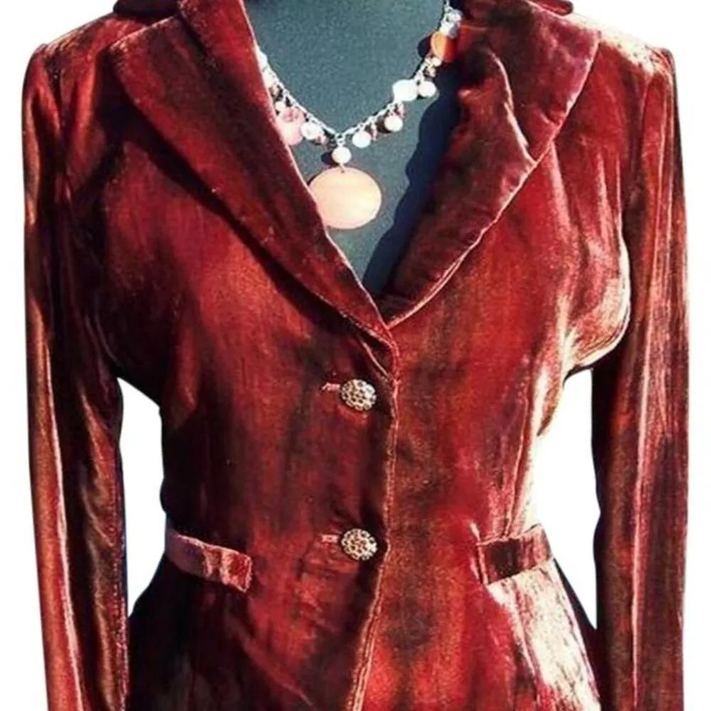 Cache Expresso Velvet Dip-Dye Jacket Coat Top New Lined Brown Black $178 NWT - Image 8