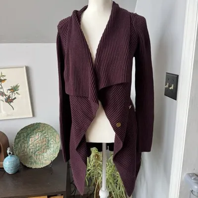 CAbi Regal Drapey Knit Cardigan Sweater Mulberry Wine Double‎ Breasted Med 3350 - Image 2