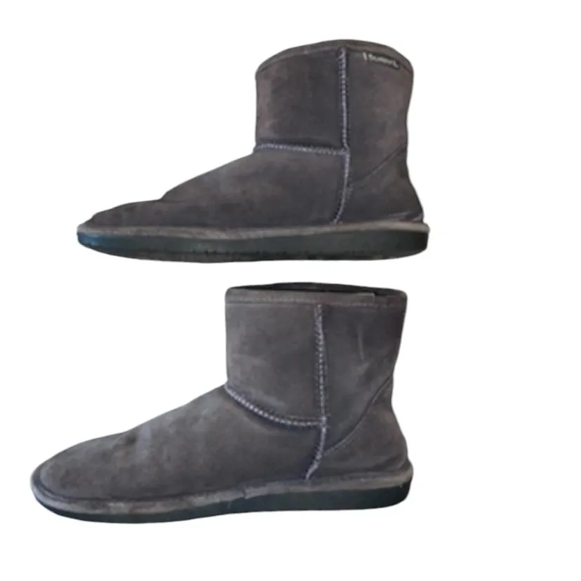 BEARPAW Demi Gray suede leather & sherpa  sherpa wool Fall Winter Boot half boot - Image 4