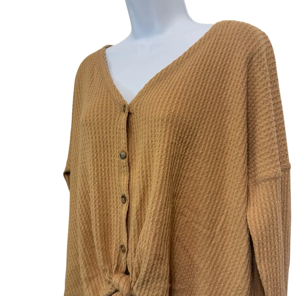 American Eagle Button Down‎ Waffle Knit Long Sleeve Top size L - Image 4