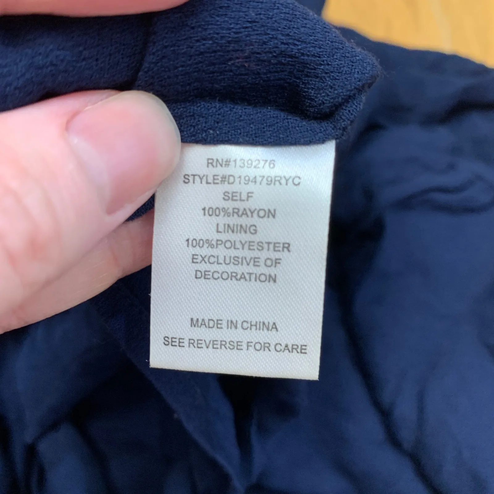 Daniel Rainn Navy Blue Eyelet Lace V Neck Bell Sleeve Blouse Top Women's Large - Image 8