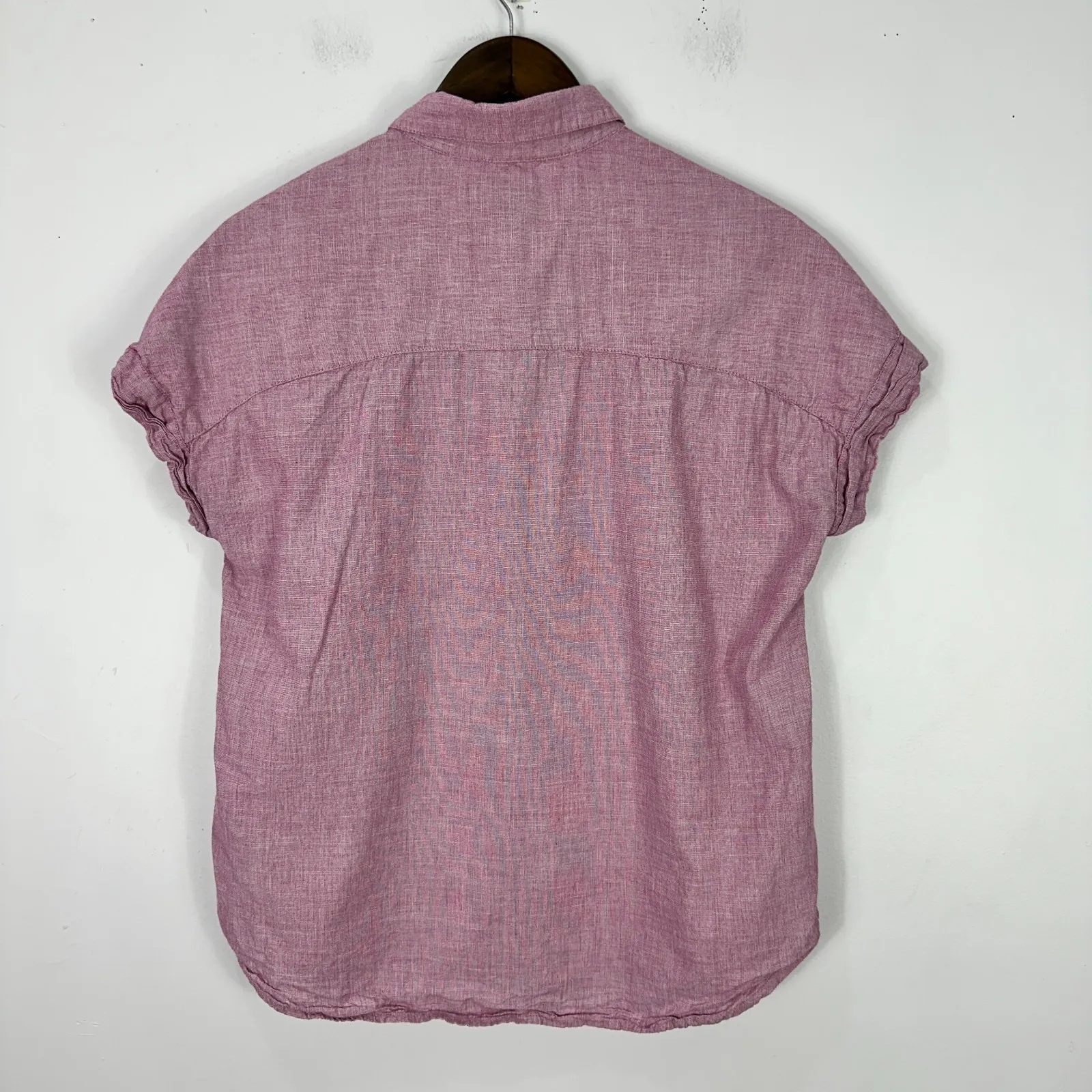 Lola River Shirt M Pink 100% Cotton Button Down Short Sleeve Preppy Casual Top Size M - Image 7