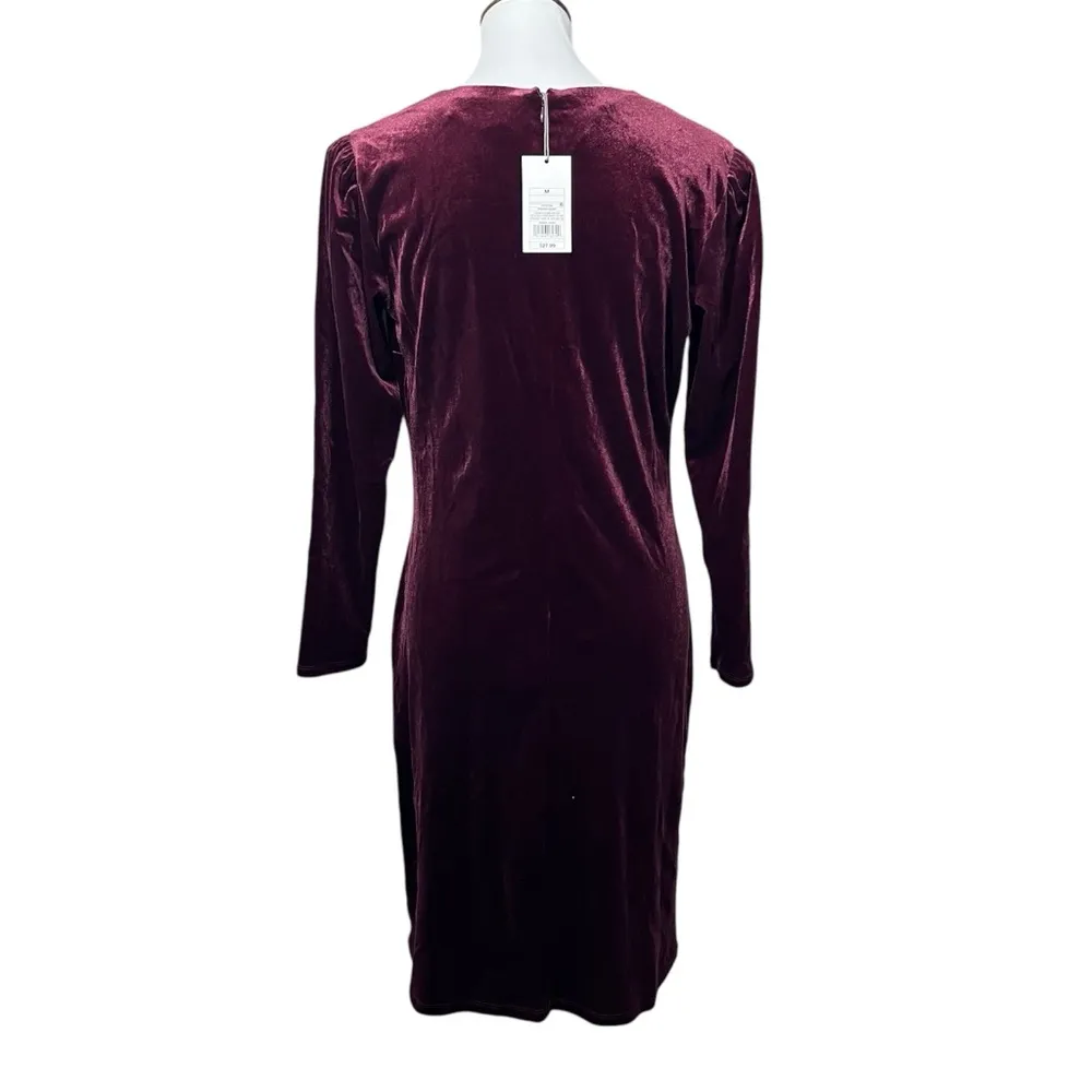 A New Day Burgundy Velvet Long Sleeve Dress Size M New With Tag - Image 5