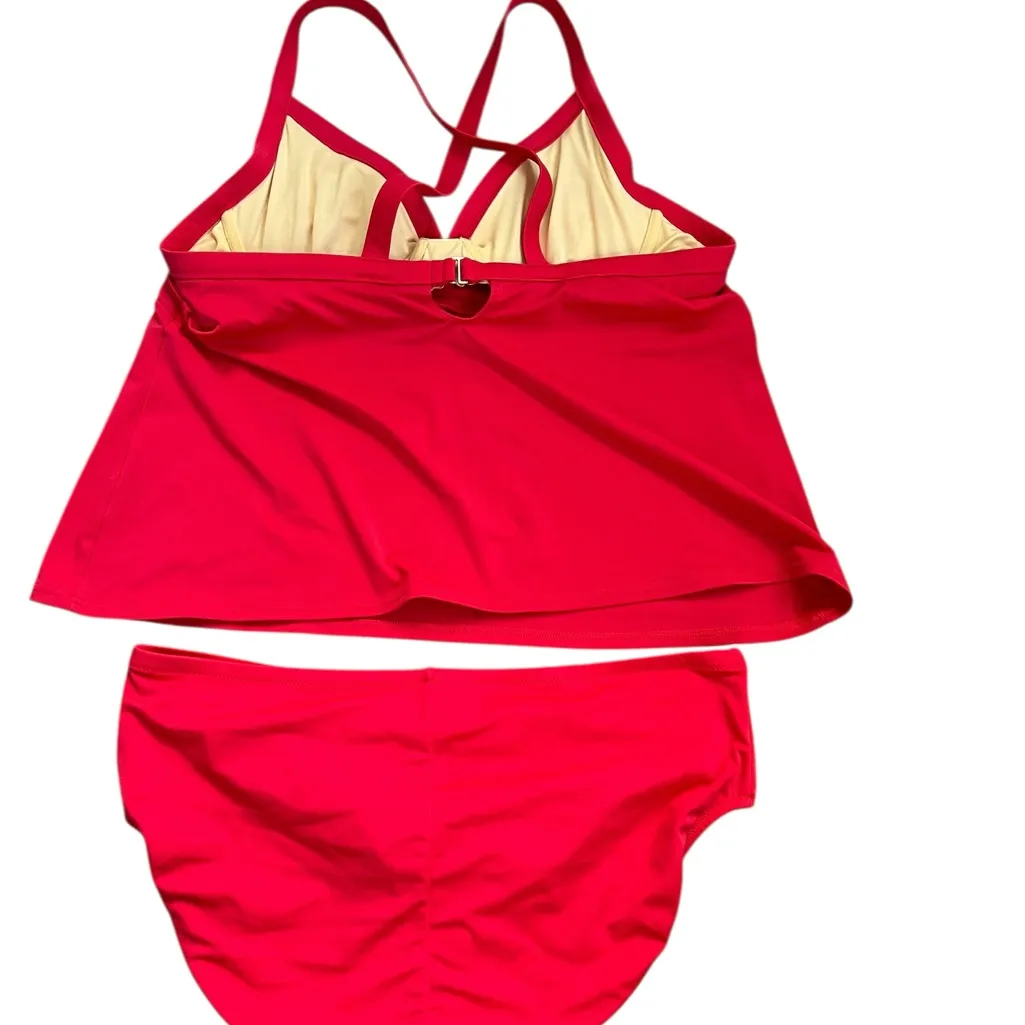Land’s End Tankini Bikini Set Red Size 18 - Image 6