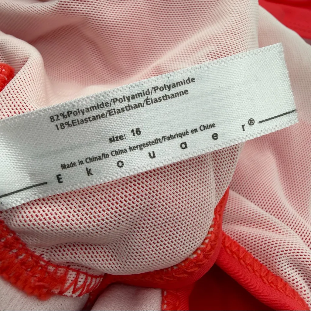 ekouaer red Vintage/retro Inspired One piece Monokini swimsuit women's 16 NWT - Image 10