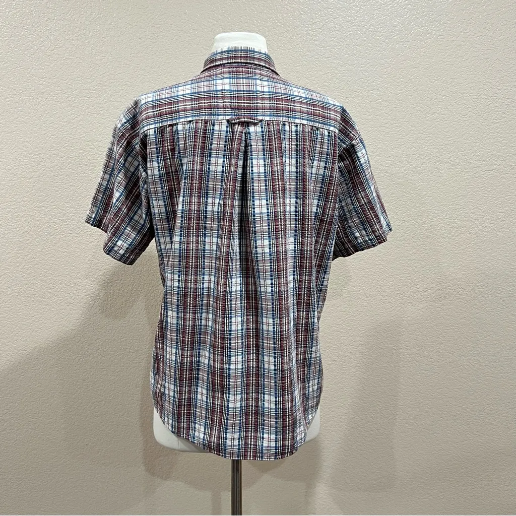 Woolrich Plaid Short Sleeve Button Shirt Size Medium - Image 6
