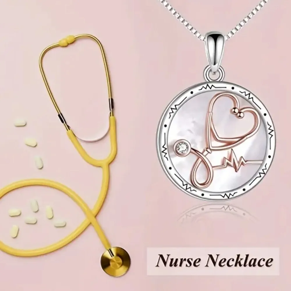 Stethoscope Necklace NWT Silver - Image 2