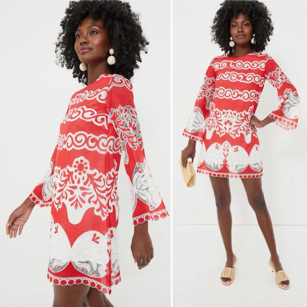 Borgo de Nor Stevie Lace Mini Dress Red White Embroidered NWOT Size 14 UK (XL) - Image 12