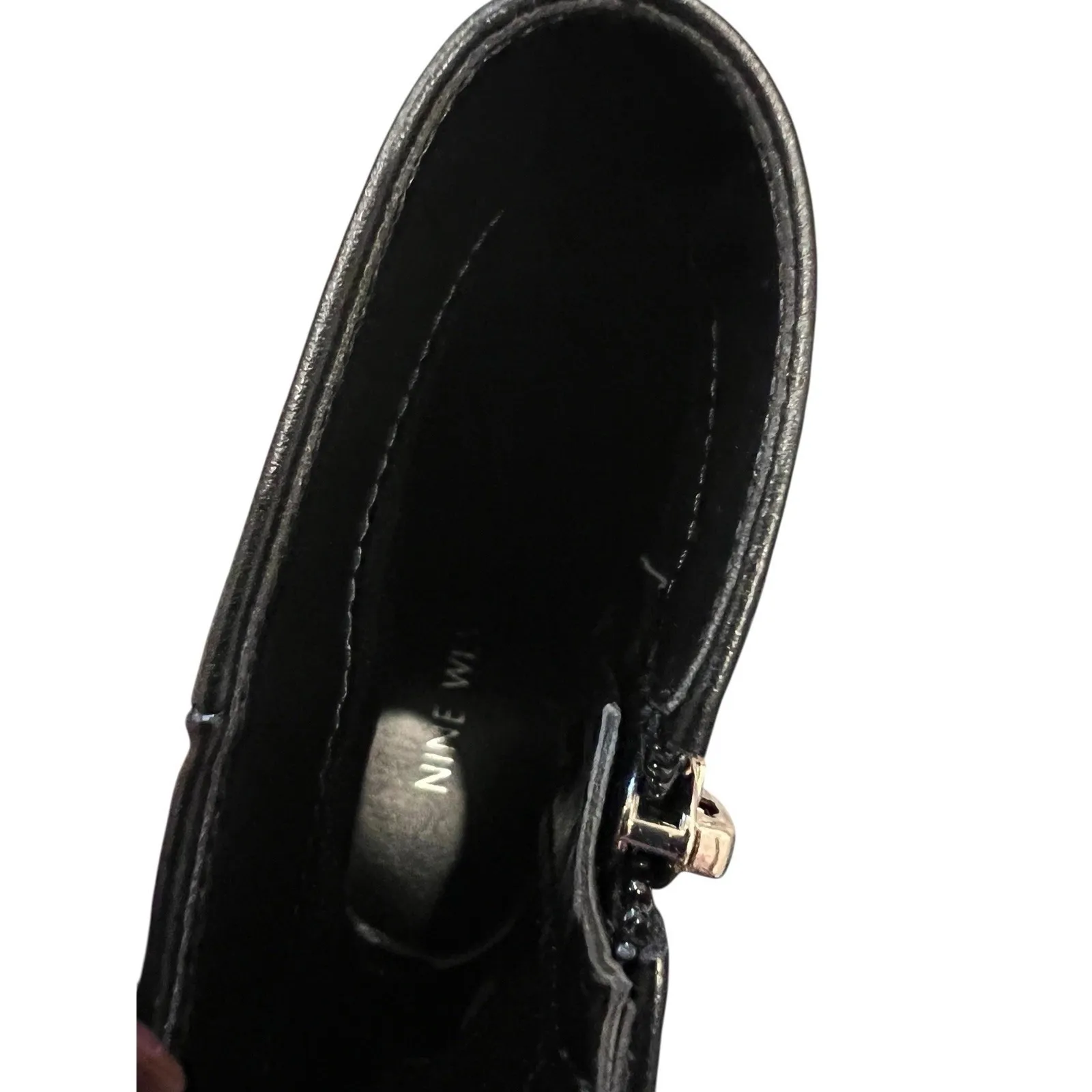 Nine West Black Ankle Boots Printed Toe 7.5 Nora new - Image 6