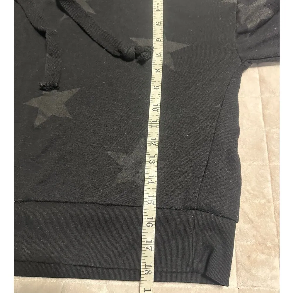 Vintage Havana Cropped Hoodie Women's Size Small Black Stars Hooded Sweatshirt - Image 5