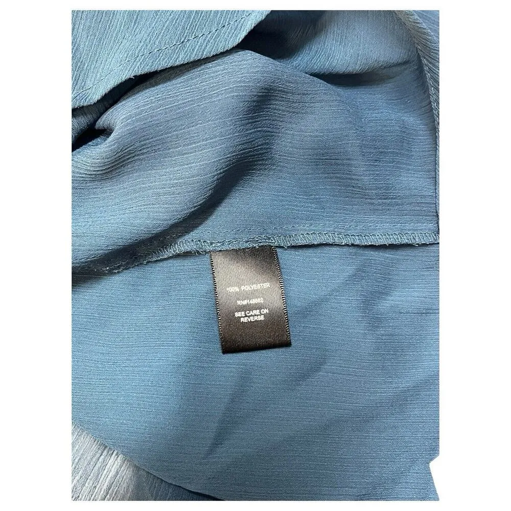 Torrid Top Womens L Sheer Chiffon V Neck Pintuck 3/4 Ruched Sleeves Green - Image 9