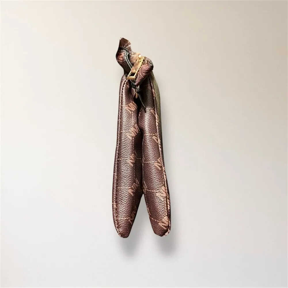 New Nicole Miller New York Brown Monogram Crossbody Bag Coin Purse Minimal Luxe - Image 8