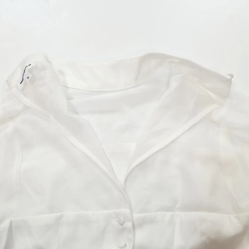 Superdown Kalene Puff Sleeve Top in White Small - Image 9