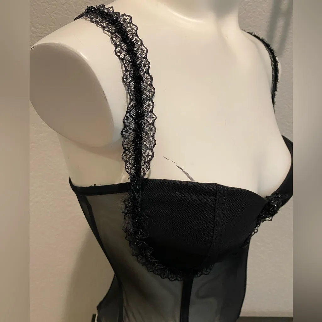 SHEIN NEW Sheer Black Bodysuit S - Image 2