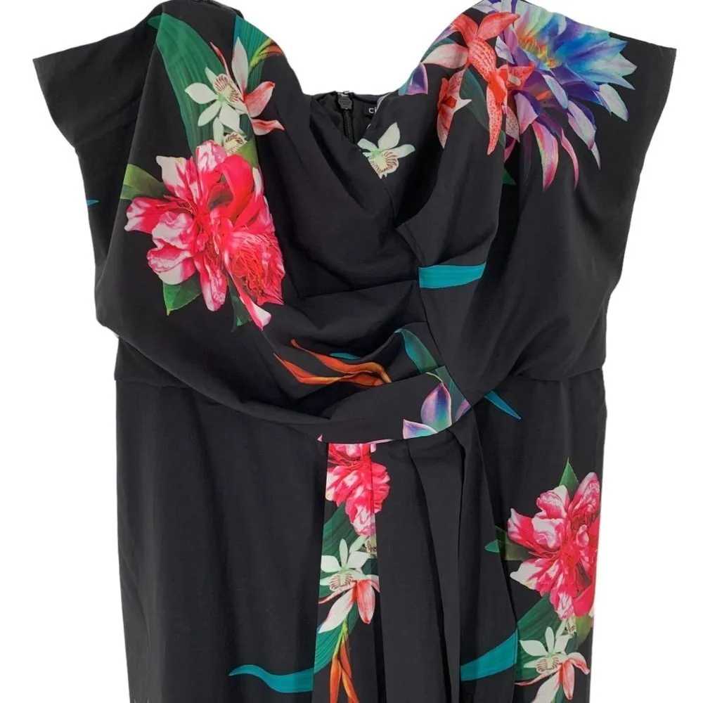 NEW City Chic Black Tropical Flower Print Strapless Maxi Wrap Dress Size XXL - Image 3
