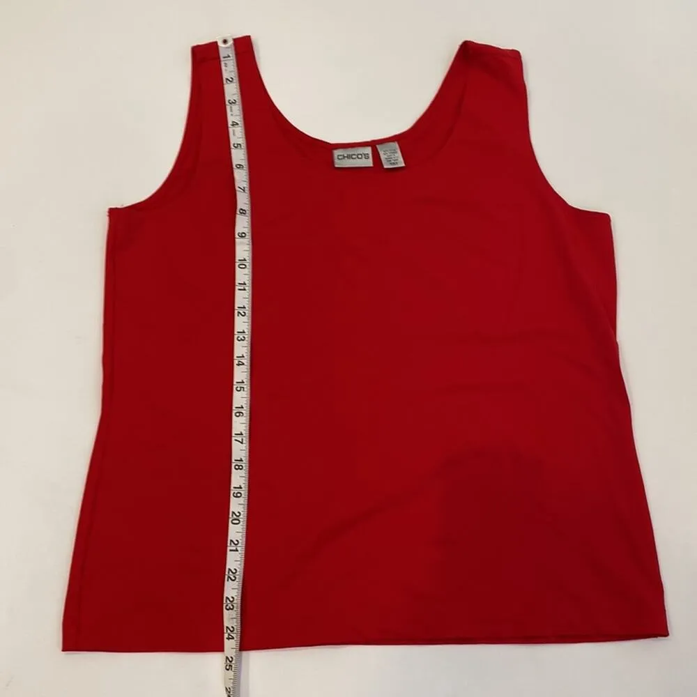 Chico’s Red Sleeveless Stretchy Tank Top EUC Sz XL Casual Nylon Spandex - Image 7
