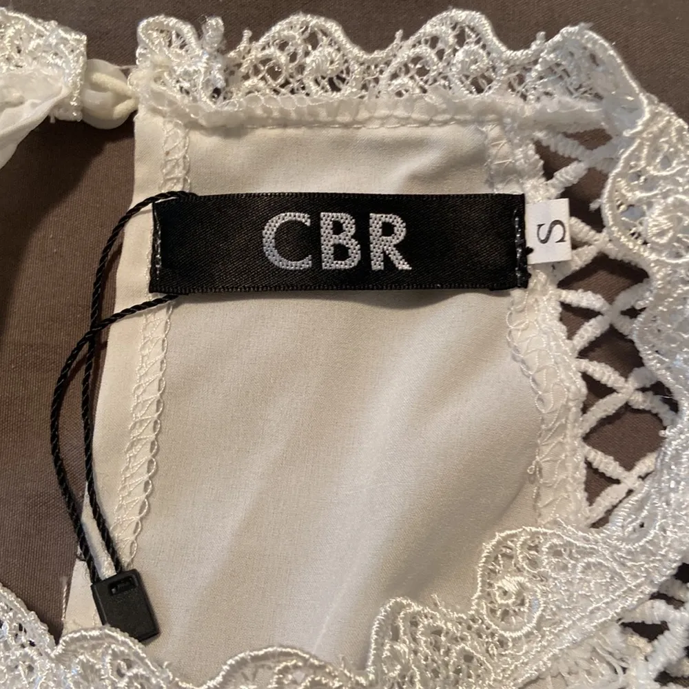 CBR White Crochet Lace Trim Splicing Casual Blouse - Image 6