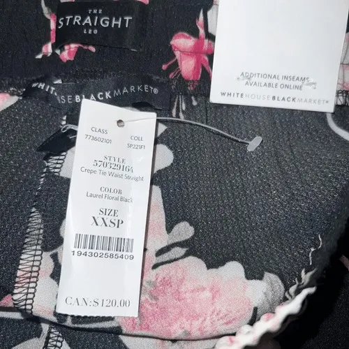 WHITE HOUSE BLACK MARKET Crepe Tie Waist Pants Black Laurel Floral NWT $120 XXSP - Image 6