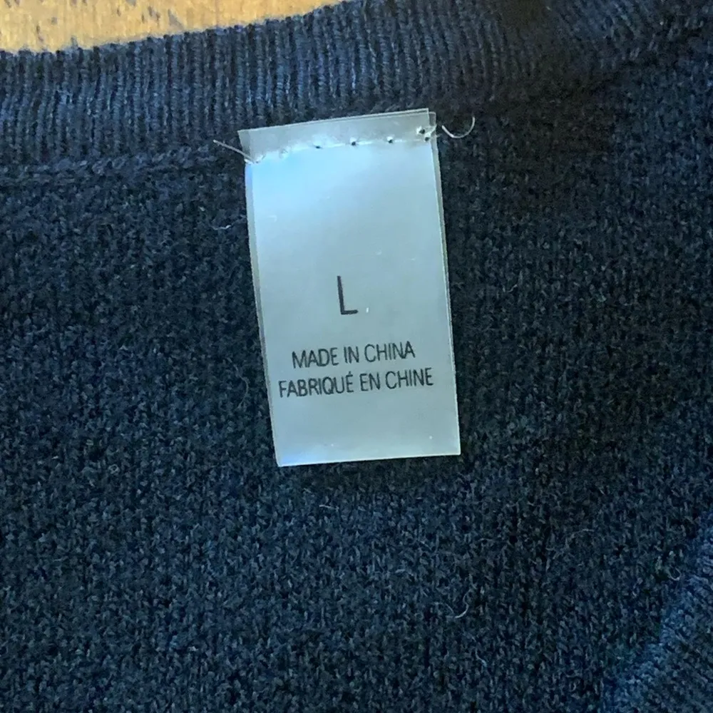 Tahari Cardigan Large Black Knit Sweater Gold Zip Up Thick Soft Warm Classic - Image 3