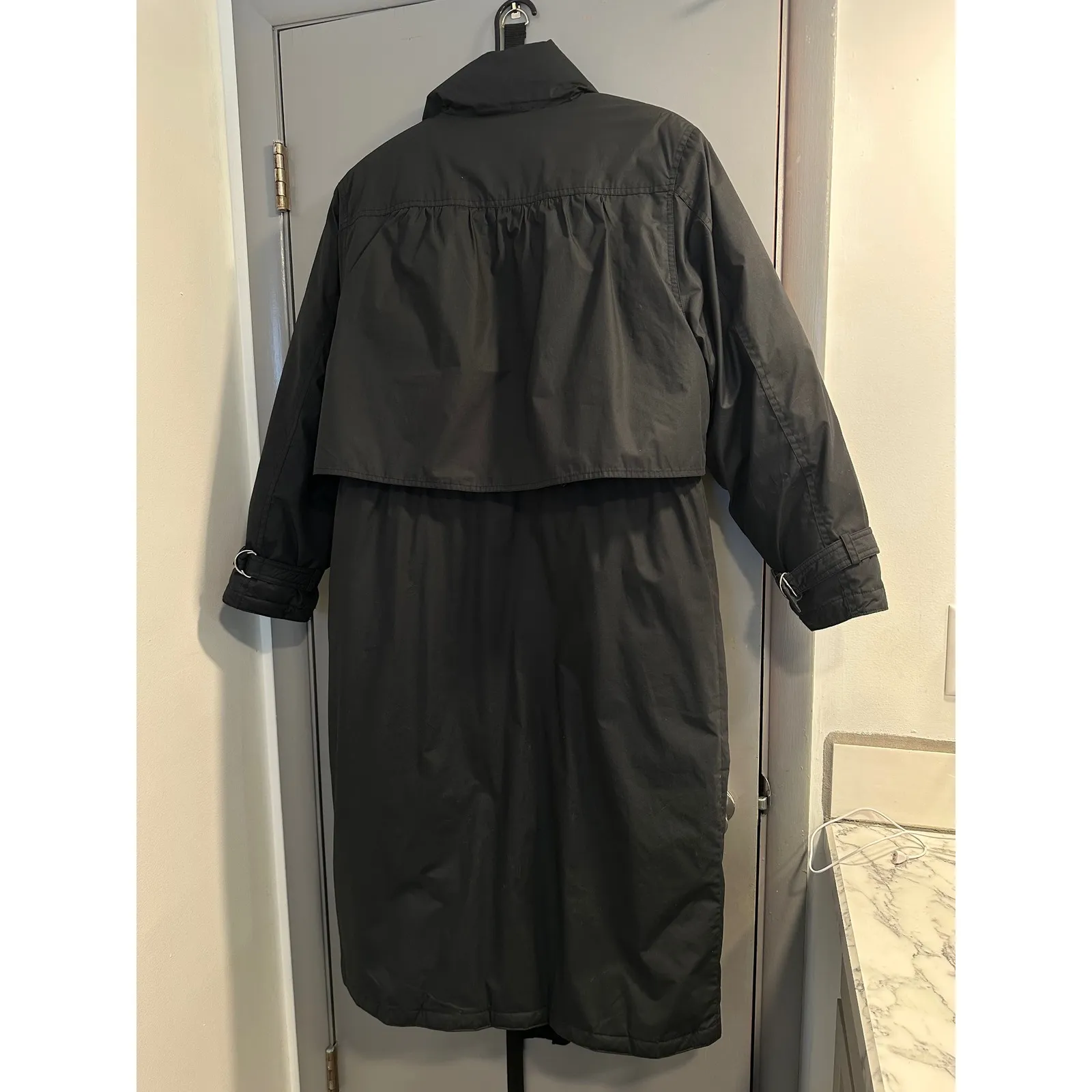Cabin Creek Black Full Length Trench Coat Large Down Waterfowl Feather Filled - Image 2