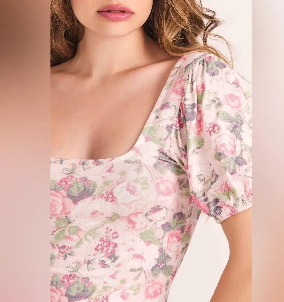 LoveShackFancy Dalary Ruched Puff Sleeve Mini Dress in Veiled Kiss Floral - Image 2