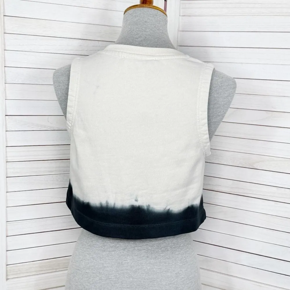 AllSaints Lila Ombre‎ Cropped Sleeveless Sweatshirt Top Cream Black Small - Image 5