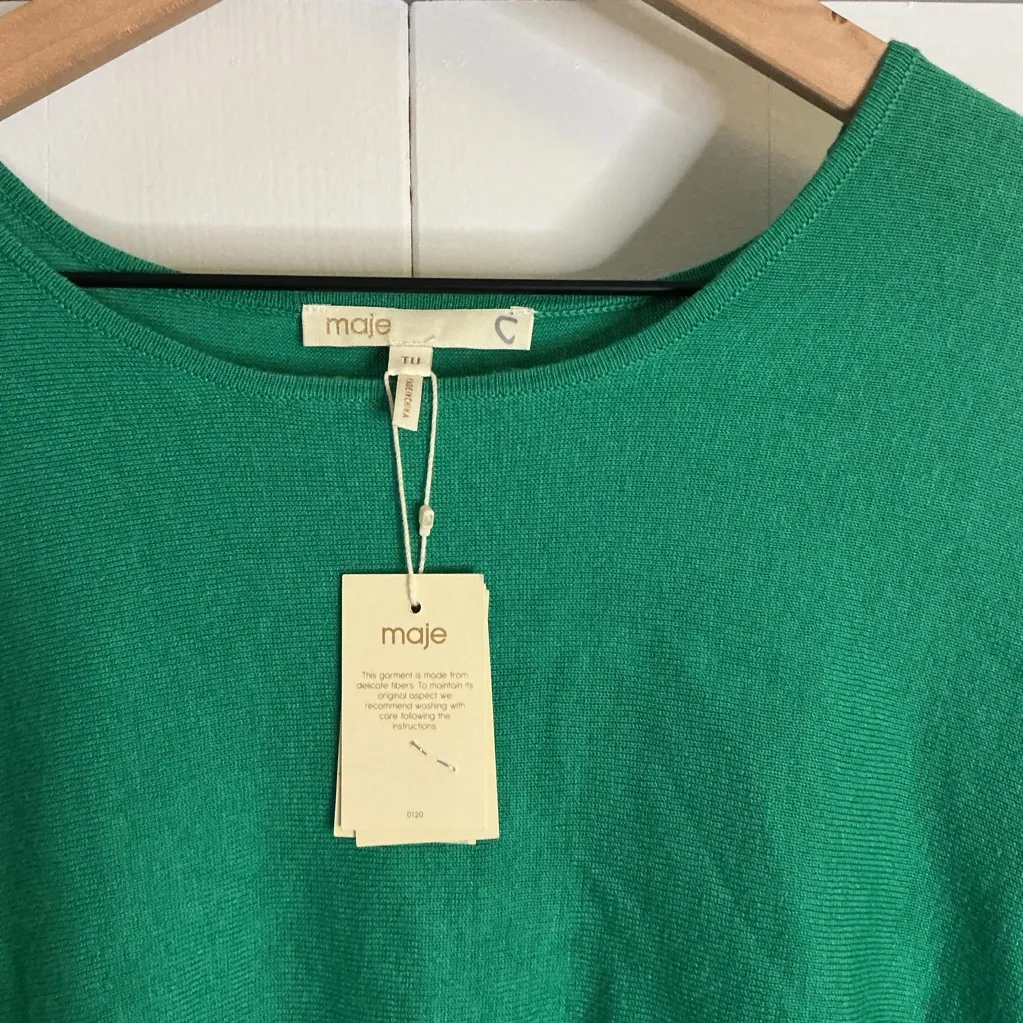 Maje Emerald Green Crew Neck Sweater NWE WITH TAGS - Image 4