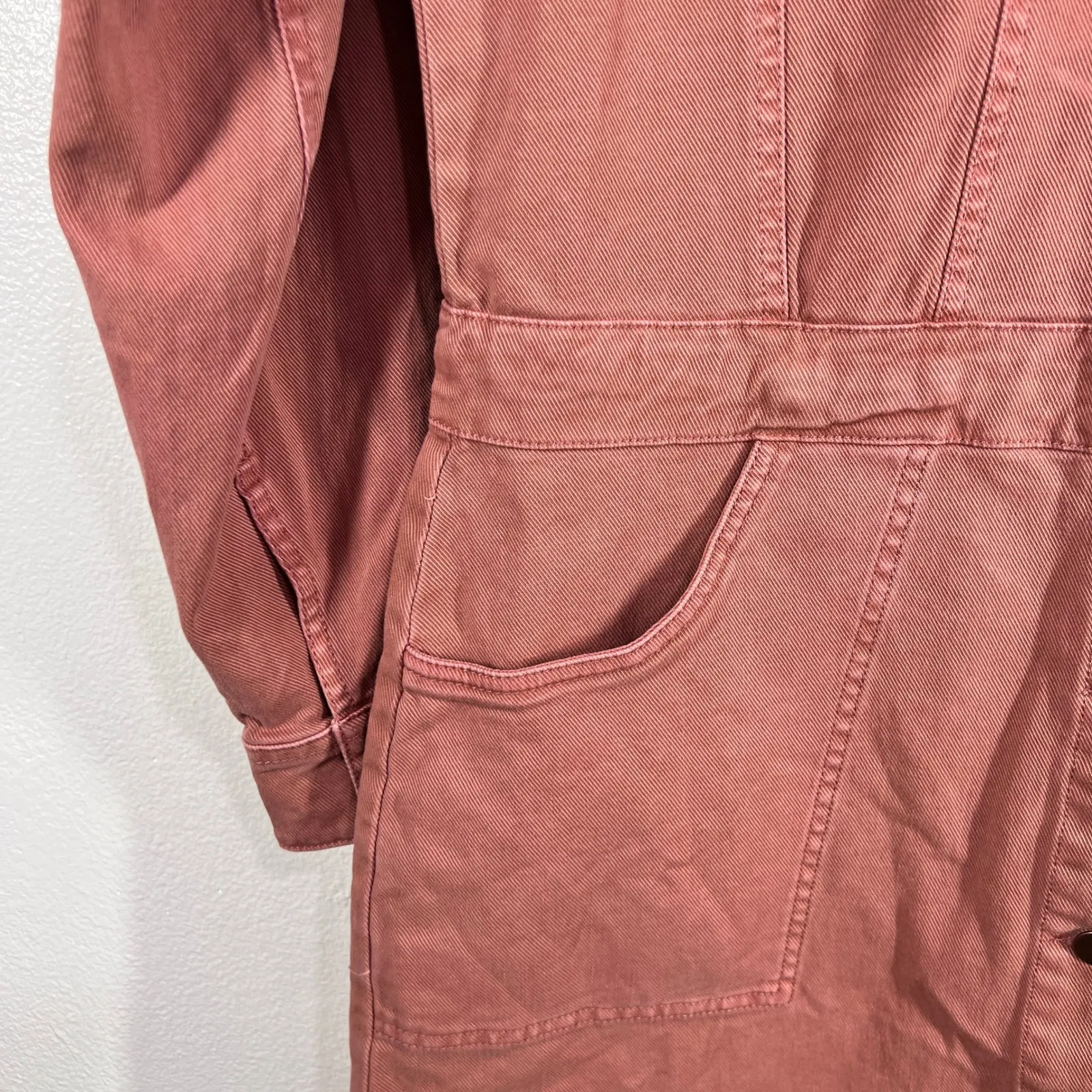 Faherty‎ Jean Jacket Dress Organic Cotton Brownie Button Front Long Sleeve Large - Image 9