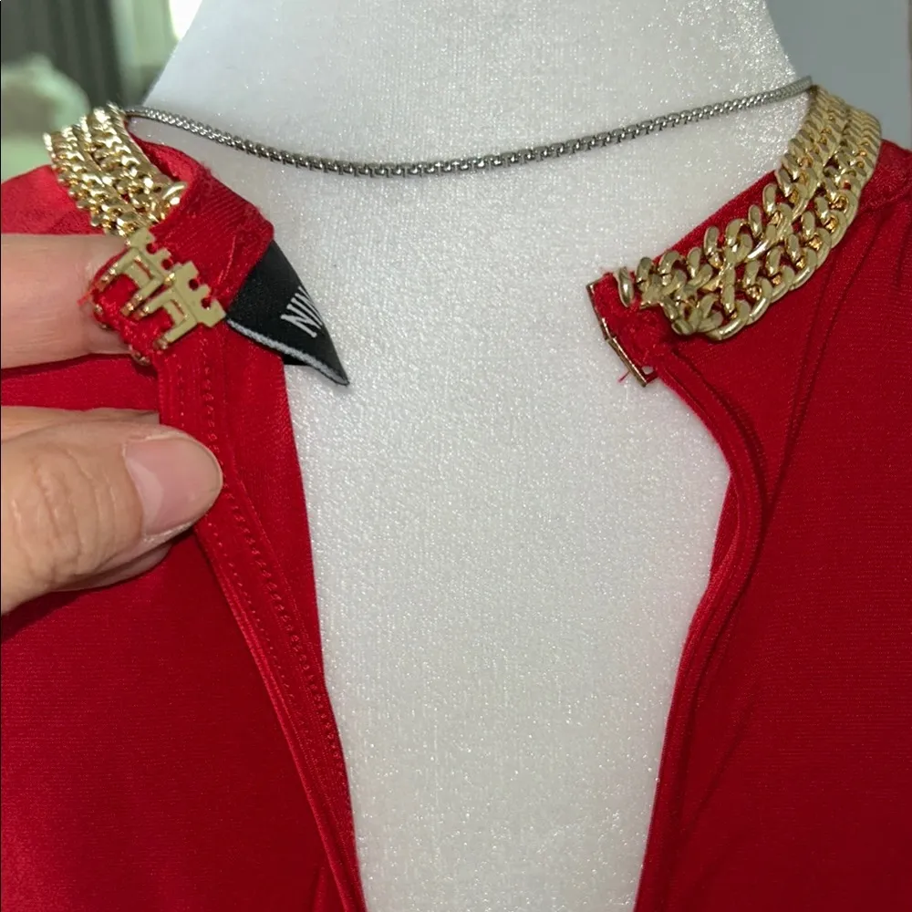 Nina Leonard Red Sleeveless Crew Neck Midi Dress - Image 7